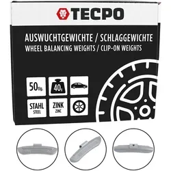 TECPO Auswuchtgewichte 40g Zink für Stahlfelgen, 50-tlg von TECPO