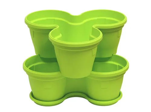 Engelland Blumenständer Säulentopf, Hochbeet, Kräuterbeet (Vorteils-Set, 2 St., 11 Liter Fassungsvermögen je Ebene), fallsicher, UV-beständig, stapelbar, platzsparend, robuster Kunststoff