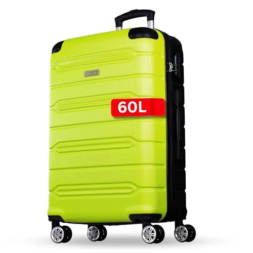 NOWI Hartschalen-Trolley Koffer 68 cm mit Zahlenschloss und 8 Rollen - Robuster Hartschalenkoffer in modernem Limettengrün, ausgestattet mit einem sicheren Zahlenschloss und ergonomischem Teleskopgestänge, ideal für Reisen und Handgepäcktauglich.
