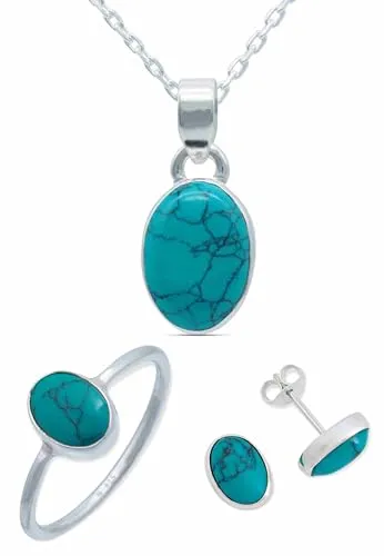 Schmuckset echt 925 Silber mit Türkis von mantraroma