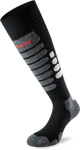 Lenz Skiing 3.0 Socken für Männer, schwarz-grau, Größe 42-44 - Herrensocken mit anatomischer Passform, handgekettelte Spitze und verschiedenen Polsterungen für optimalen Tragekomfort beim Skifahren.