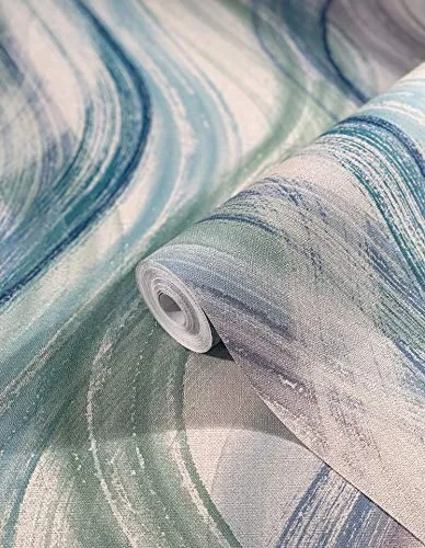 Marburg Vliestapete Wellenoptik in blau von marburg
