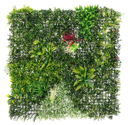 Kunstpflanze Wandpaneel 100x100 cm – Pflegeleichte Deko für Innen und Außen - Verwandeln Sie Wände und Balkone mit dieser 100x100 cm großen, pflegeleichten Kunstpflanze. Wetterfest und UV-beständig, sorgt sie für eine stilvolle Begrünung ohne Gießen oder Schneiden.