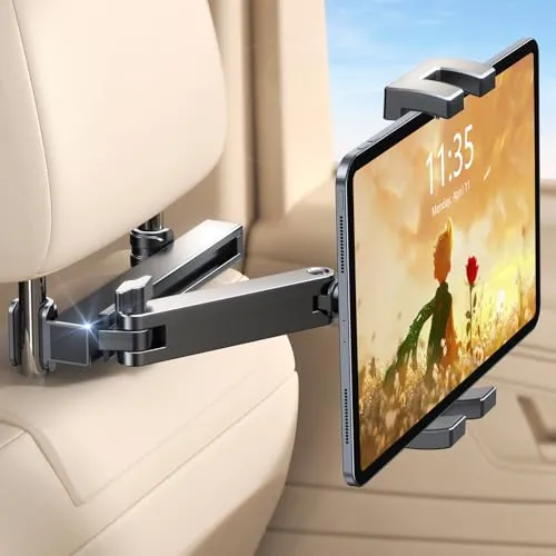 EOIWUY Tablet Halterung Auto, [Ausziehbarer Verlängerungsarm] 360° Drehung Tablethalterungen Auto, Tablet Halterung Auto Kopfstütze Kompatibel mit iPad, iPhone, Galaxy Tabs und Allen 4,7-12,9