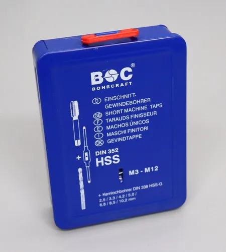 Einschnittgewindebohrer 15 tig M3 bis M12 HSS-G DIN 352 mit Kernlochbohrer