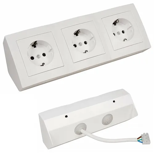 Aufbau Steckdosenblock Flair, 3-fach Schutzkontakt, weiß in grau von McPower