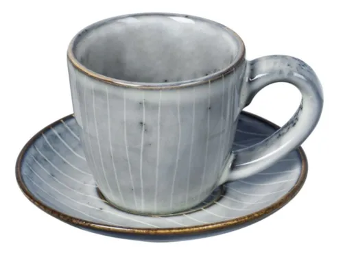 Broste Copenhagen Espressotasse NORDIC SEA Espressotasse 0,05 l, Steinzeug mit reaktiver Glasur, Nordic Sea Espressotasse mit Untertasse