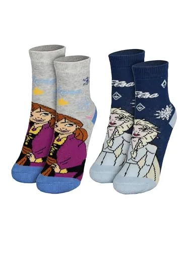 Disney Die Eiskönigin ABS Socken für Mädchen - Frozen Kinder antirutsch Söckchen Grau/Blau (2er Pack) (DE/NL/SE/PL, Numerisch, 27, 30, Regular, Grau/Blau)