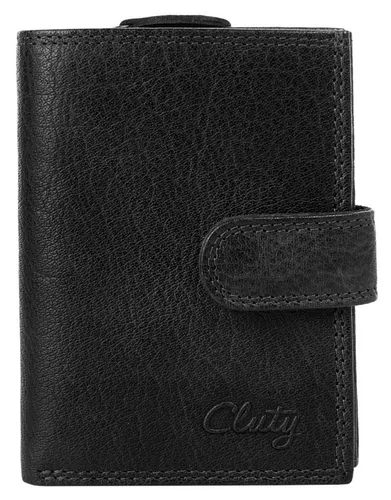 Cluty Geldbörse Damen 020354 schwarz - Elegante Leder Geldbörse mit RFID-Schutz, ideal für Kartensammler. 12 Fächer für Karten und ein sicheres Münzfach machen sie zum perfekten Begleiter.