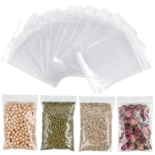AiQInu Zip Beutel Druckverschluss Set, Plastikbeutel Verschließbar 10 x 15 cm, 100 Stück Kleine Plastiktüten Transparent Baggies Wiederverschließbare Beutel