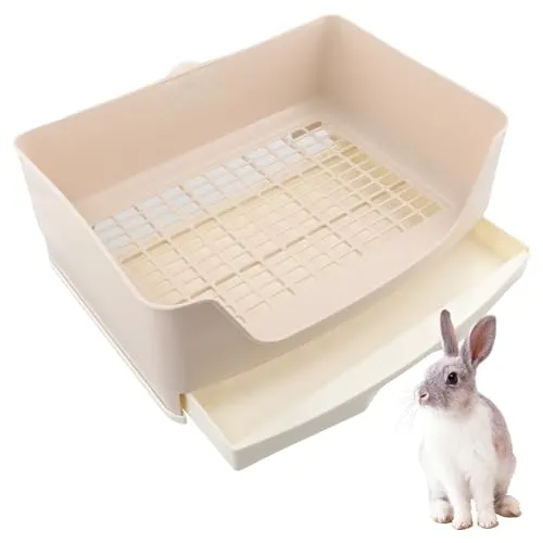 volumoon Kaninchen Katzentoilette, Große Katzentoilette mit Schublade, Kaninchenklo Trainieren, Töpfchen-Ecktoilette Kaninchenkäfig, Haustierpfanne für Kaninchen Meerschweinchen Frettchen,40x30x16cm