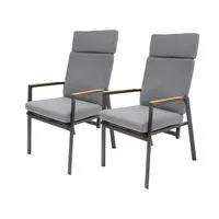 BELLAVISTA Hochlehner-Stapelsessel Newport 2er - Essstühle mit verstellbarem Design und robustem pulverbeschichtetem Alurahmen, ideal für stilvolle Terrassen und Gärten.