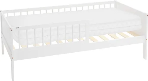 Holzbett Kinderbett mit Matratze 160 x 80 cm in Weiß - Kategorie: Betten, inkl. Lattenrost und Matratze für optimalen Komfort, ideal für Jungen, Mädchen und Unisex Kinder.