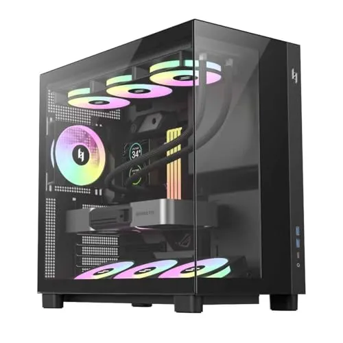 GAMEMAX NEX C53 Kompakt-ATX-Gehäuse, vorne montiertes Netzteil, 360-mm-Radiator, bis 410 mm GPU, 2×Type-C Gen2, 4 ARGB-Lüfter, geeignet für RTX 4090/5090 Gaming-PC