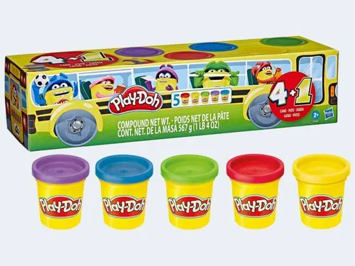 Play-Doh Schulbus 5er-Pack - 5 x 112g Knete, kreative Farben für den Schulanfang und ideales Geschenk für Kinder ab 2 Jahren