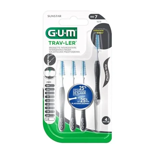 GUM Interdentalbürste, 2,6 mm, 4 Stück, Grau, Wiederverwendbar, Manuell
