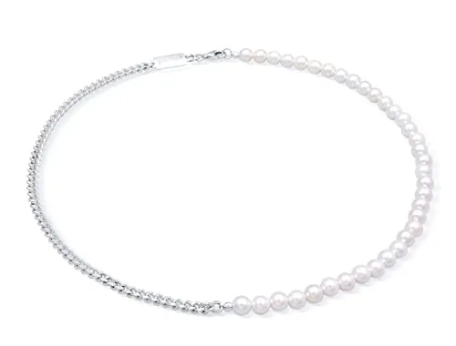 Kuzzoi Herren Halskette - Modische Perlenkette aus 925 Sterling Silber - Ketten für Herren: Elegante Perlenkette aus Muschelkernperlen und hochwertigem 925er Sterlingsilber, perfekt für den modernen Layer Look und als Geschenkidee für Männer.
