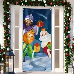 Türabdeckung 200x90cm Weihnachten Hintergrund Haustür Drei König