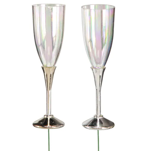 Silvesterdeko Sektglas Deko-Stecker Kunststoff Party Feiern Tischdeko 8 Stück