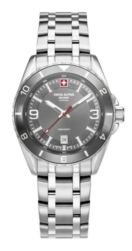 Swiss Alpine Military 7034.1132 Herrenuhr Sierra - Elegantes Design in Silber/Grau - Hochwertige Herrenuhr mit 10 ATM Wasserdichtigkeit und robustem Edelstahlgehäuse. Ideal für stilvolle Anlässe und den Alltag.