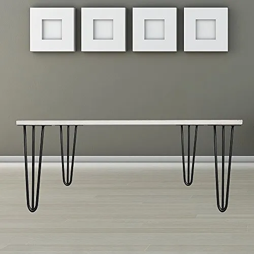Melko 4 Stück Hairpin Legs Haarnadel Tischbeine aus 12mm Stahl Tischfuß inkl. Bodenschoner | Höhe 30 cm, 3 Streben, Schwarz
