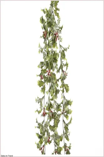 Ilex Stechlpalme mit Beeren Kunst-Zweig Dekogirlande Weihnachtsdeko 1,10 m