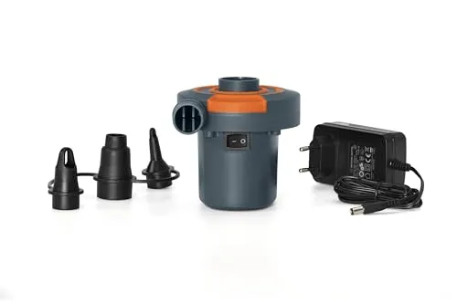 Bestway Sidewinder™ 12V AC/DC Elektro-Luftpumpe - Elektrische Luftpumpe mit 490 l/min Volumenstrom, ideal zum schnellen Be- und Entlüften von Luftmatratzen. Flexibel nutzbar über 12V und 220-240V Steckdosen, inklusive 3 Ventiladaptern.