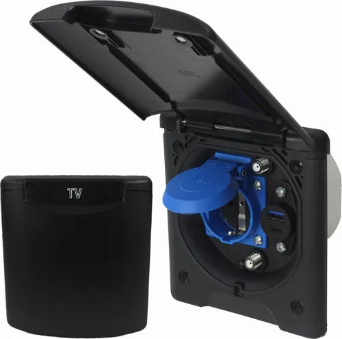 ABL Multifunktions Außensteckdose für Wohnmobil und Wohnwagen - Steckdose mit USB-A und USB-C, witterungsbeständig und mit hochwertigem ABS-Kunststoff, ideal für Camping und Outdoor-Einsätze.