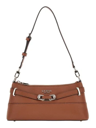 GUESS Schultertasche Silvye - Stylische GUESS Schultertasche Silvye in Cognac mit goldfarbenen Akzenten. Geräumiges Hauptfach und praktische Innenfächer sorgen für Ordnung und Eleganz im Alltag.