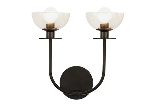 Licht-Erlebnisse Wandleuchte SOREN, ohne Leuchtmittel, Glas Metall E14 B: 30,5 cm Schwarz 2-flammig Modern Wandleuchte
