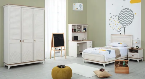 Schlafzimmer Sets Jugendbett Kinderbett Weiß Holz Set 4tlg Bett Modern