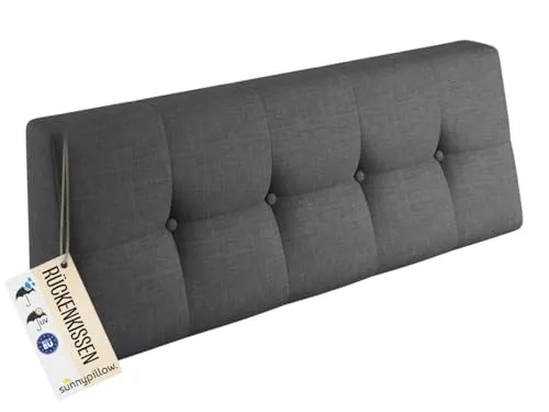 sunnypillow Palettenkissen Outdoor, UV-lichtecht, wasserdicht - Rückenkissen 120x40x20/10cm - Palettenauflage für Palettensofa für Haus, Garten - Palettenpolster für Palettenmöbel - Kissen Anthrazit