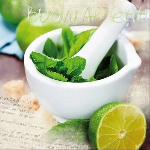 artissimo, Glasbild, 30x30cm, AG2039A, Mint I, Küchenbild, Kräuter, grün, Bild aus Glas, moderne Wanddekoration aus Glas, Wandbild Wohnzimmer modern