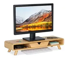 Monitorständer aus Bambus - Praktische Monitorerhöhung für Ihren Schreibtisch - Stabiler Ständer aus hellem Bambus, ideal zur Erhöhung Ihres Monitors. Mit 62 cm Breite und 13 cm Höhe für ergonomisches Arbeiten und mehr Platz auf dem Schreibtisch.