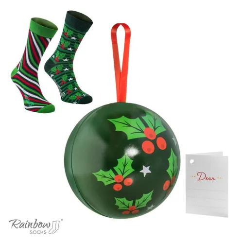 Weihnachtssocken in einer Christbaumkugel (EU 47-50) von Rainbow Socks