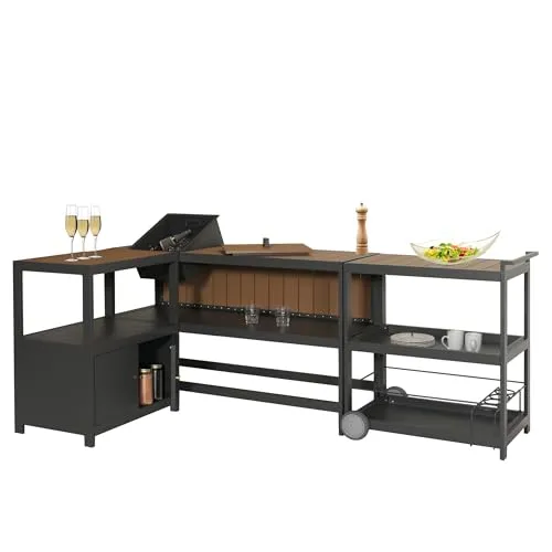 Aluminium Outdoor-Küche 3-teilig HWC-M64