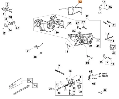 Dichtung Kettensäge Modelle 956 GS630 Original Oleomac 50010047AR 50010047A