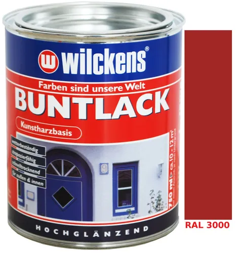 Kunstharzbasis Lack Buntlack Schutzlack Farbe 750ml Hochglanz Feuerrot RAL3000