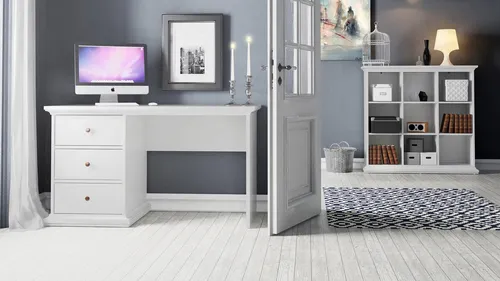 Home affaire Schreibtisch Paris, Holzoptik, 130 cm - Kinderschreibtisch in weißer Holzoptik, mit 3 Schubladen für viel Stauraum und einfacher Selbstmontage. Ideal für kreative Kinderzimmer!