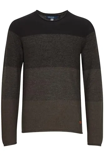 Blend BHBenno Herren Strickpullover Feinstrick Pullover mit Rundhals-Ausschnitt 100% Baumwolle Regular fit, Größe:M, Farbe:Black (70155)