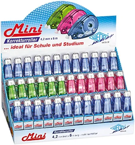 WEDO 257 0420699 Korrekturroller Mini, 4,2 mm x 6 m, farbig sortiert