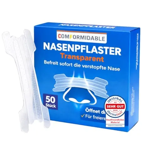 Comformidable Extra Starke Nasenpflaster gegen Schnarchen & für Sport (50 Stück, transparent)
