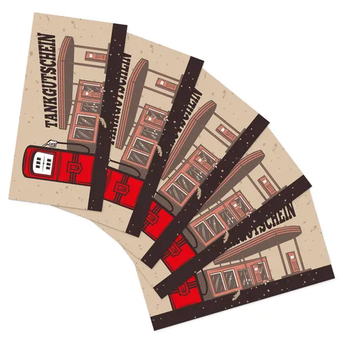 itenga 25x Geschenk Gutschein Tankgutschein Postkarte zum Ausfüllen 21x10,5cm