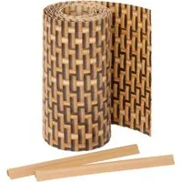 Jardinion Sichtschutzstreifen 250cm x 19cm x 2,4mm Hellbraun inkl. Clips