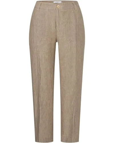 Mac MAC JEANS - Nora, Pure Linen in Braun, Größe 40/OL - Damen-Jeanshosen aus reinem Leinen, leicht und atmungsaktiv für perfekten Tragekomfort im Sommer.