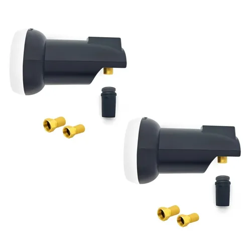 2x Single LNB Sat HD UHD Digital 4K 1 Teilnehmer Wetterschutz 0.1dB vergoldet