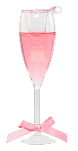 itsisa Baumschmuck Champagner Glas pink (gefüllt mit Flüssigkeit) - Baumkugel Sekt Champagne, Weihnachtsdeko, Christbaumkugel