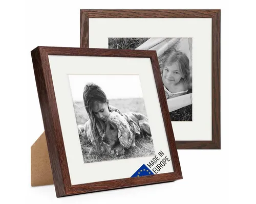 PHOTOLINI Bilderrahmen 2er Set Echtholz mit Passepartout, Made in EU, Acrylglas, mit Zubehör, (2er Set), für Portraits und Aufnahmen Ihrer schönsten Momente