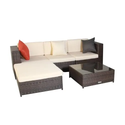 Poly Rattan Gartenmöbel Barcelona - Mix-Braun Gartenmöbel Set - Loungemöbel & Sitzgruppen, wetterfestes Polyrattan für langlebigen Komfort im Garten oder auf der Terrasse.