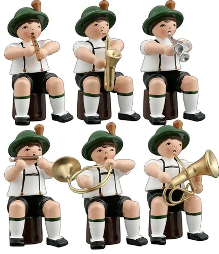 Ganzjahresfiguren Musikanten sitzend 6-teilig Höhe ca 7cm NEU Frühlingsfigur